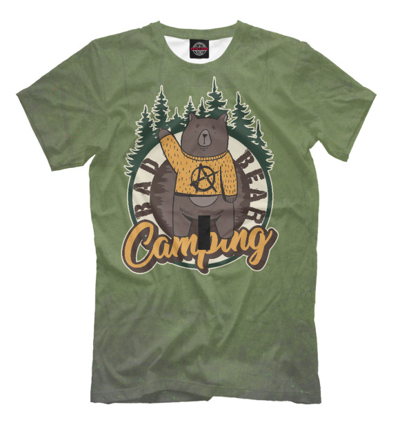 Футболка для мальчиков с изображением Bad Bear Camping цвета Белый