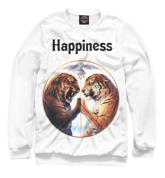 Свитшот для мальчиков с изображением Happiness цвета Белый