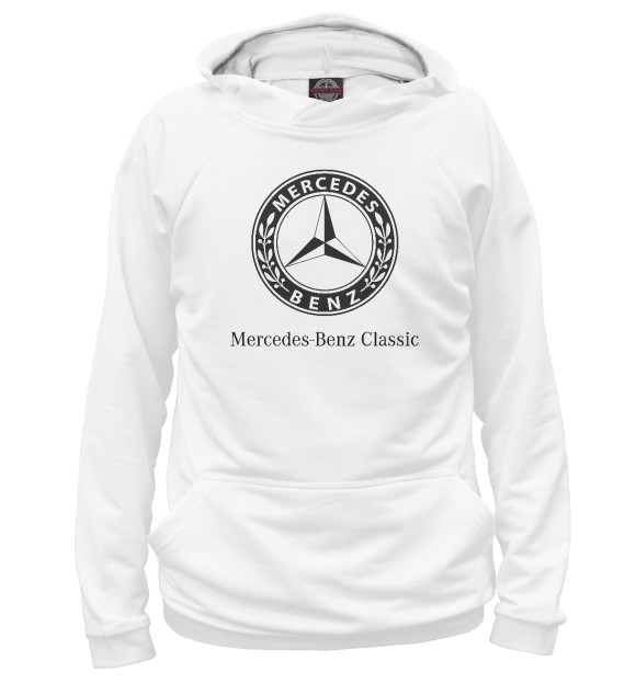 Мужское худи с изображением Mercedes-Benz Classic цвета Белый
