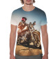 Мужская футболка Девушка на мотоцикле