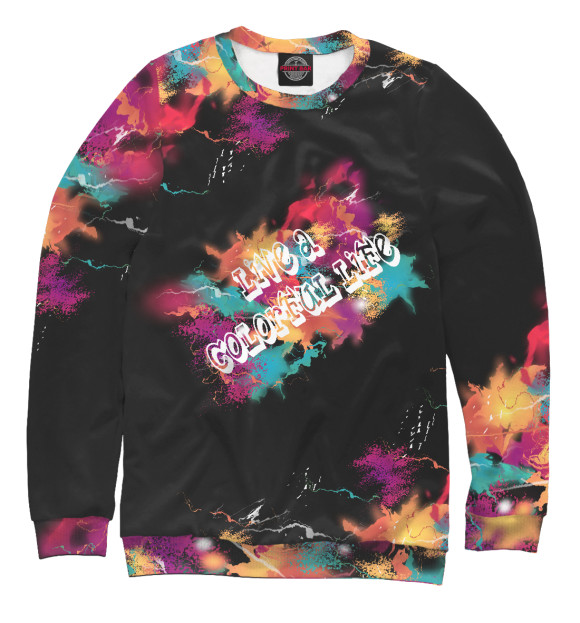 Свитшот для девочек с изображением Colourful Life цвета Белый