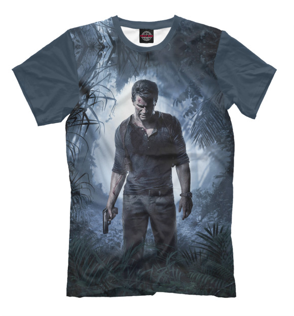 Мужская футболка с изображением Uncharted 4: A Thief's End цвета Серый