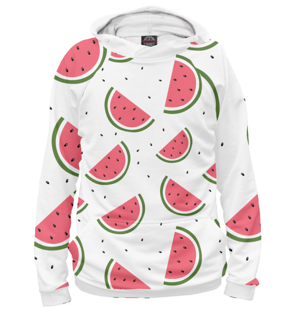 Женское худи с изображением Арбуз цвета Белый
