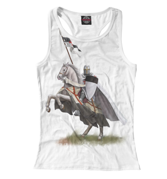 Женская майка-борцовка с изображением Рыцарь на коне цвета Белый