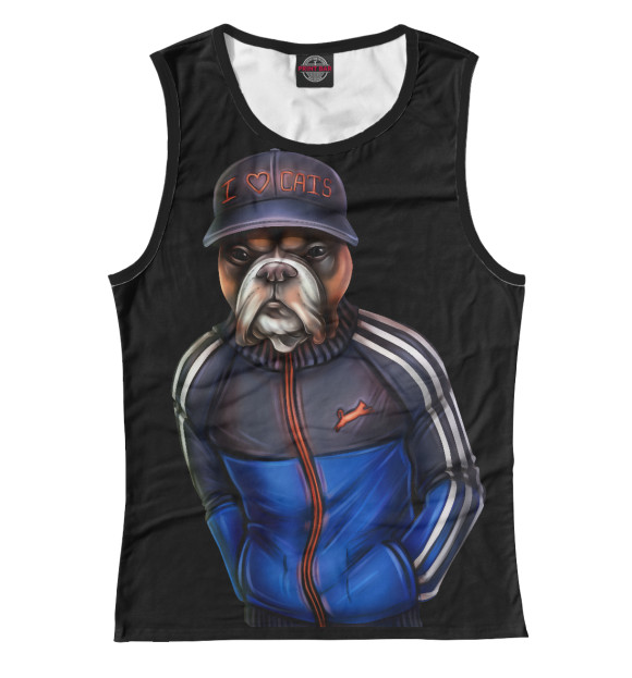 Женская майка с изображением Питбуль цвета Белый