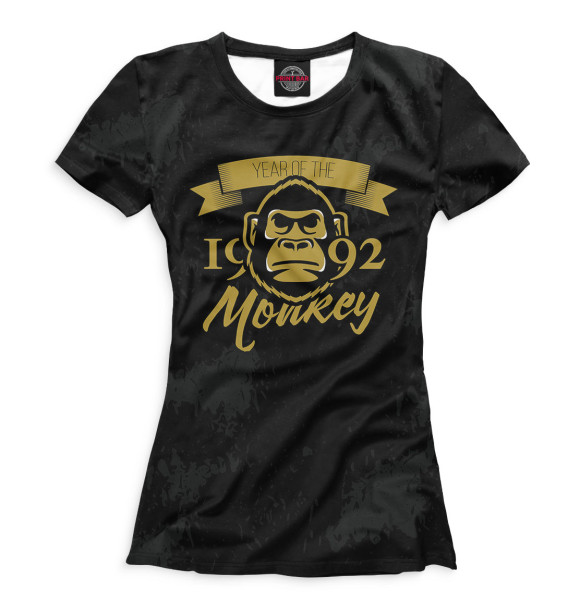 Женская футболка с изображением Год обезьяны — 1992 цвета Белый