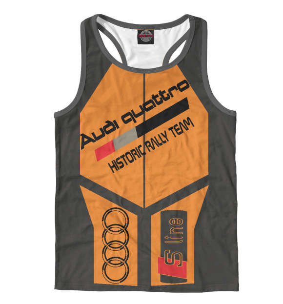 Мужская майка-борцовка с притом Audi quattro цвета Белый Мужская майка-борцовка с изображением Audi quattro цвета Белый