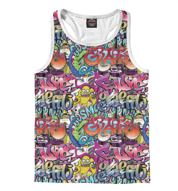 Мужская майка-борцовка с изображением Graffiti цвета Белый