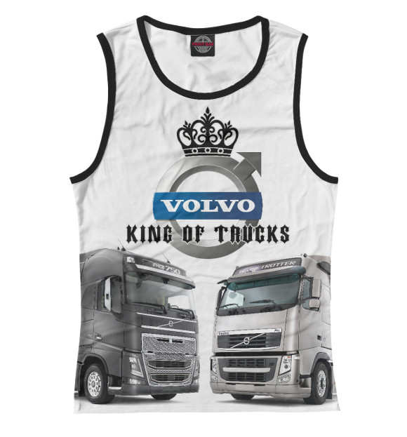 Майка для девочки с изображением VOLVO - король грузовиков цвета Белый