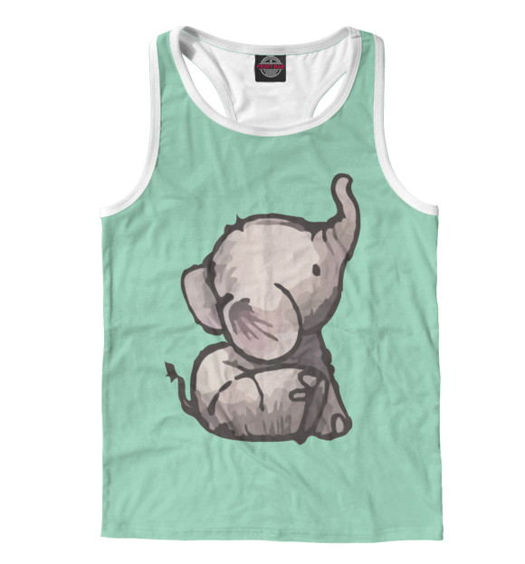 Мужская майка-борцовка с изображением Маленький слон цвета Белый