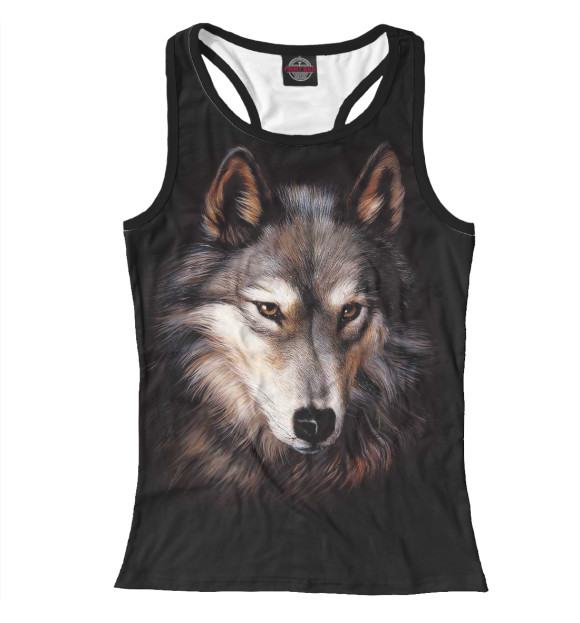 Женская майка-борцовка с изображением Волк цвета Белый