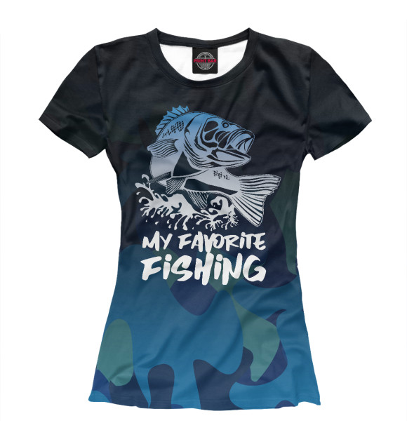 Женская футболка с изображением Моя любимая рыбалка цвета Белый