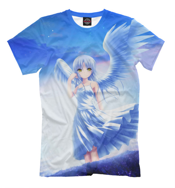 Мужская футболка с изображением Ангел Аниме цвета Грязно-голубой