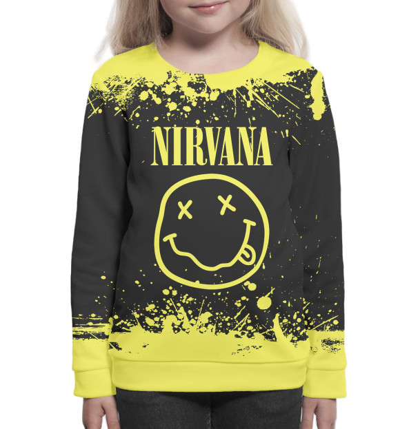 Свитшот для девочек с изображением Nirvana цвета Белый