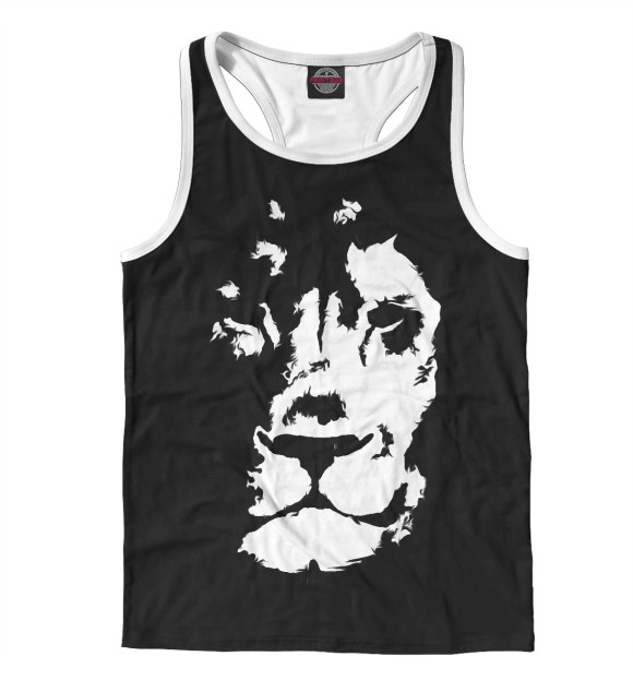 Мужская майка-борцовка с изображением BlackLion цвета Белый