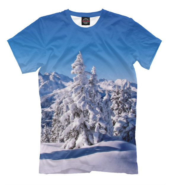 Мужская футболка с изображением Зима цвета Грязно-голубой
