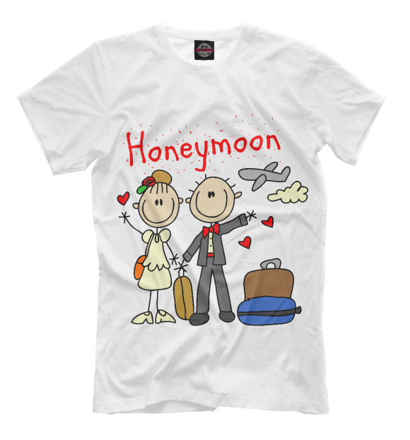 Мужская футболка с изображением Медовый месяц цвета Молочно-белый