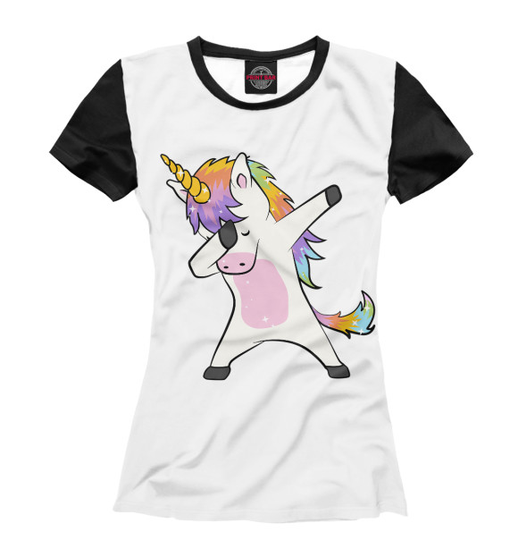 Женская футболка с изображением Dabbing Unicorn цвета Белый