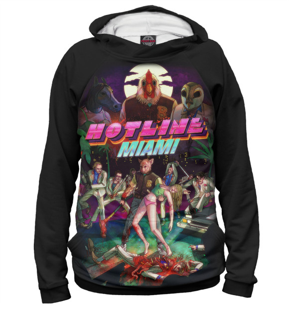 Женское худи с изображением Hotline Miami цвета Белый