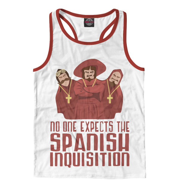 Мужская майка-борцовка с изображением No one expects the Spanish inquisition цвета Белый