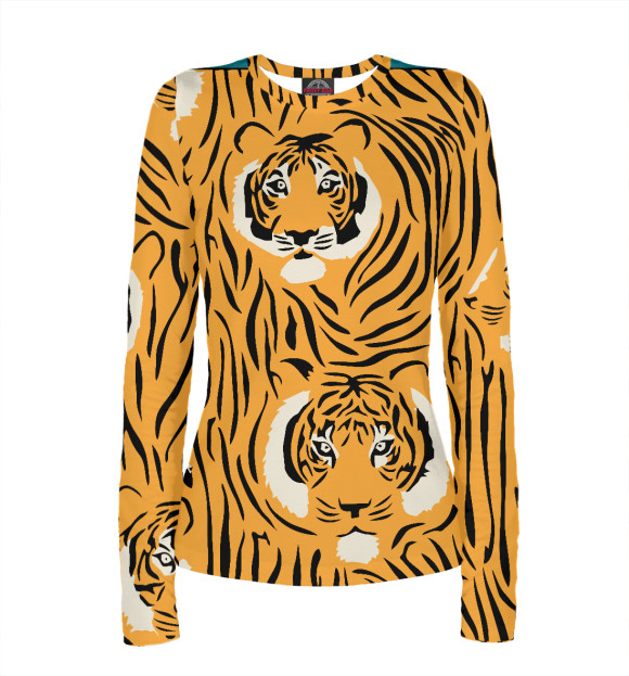 Женский лонгслив с изображением Год тигра цвета Белый