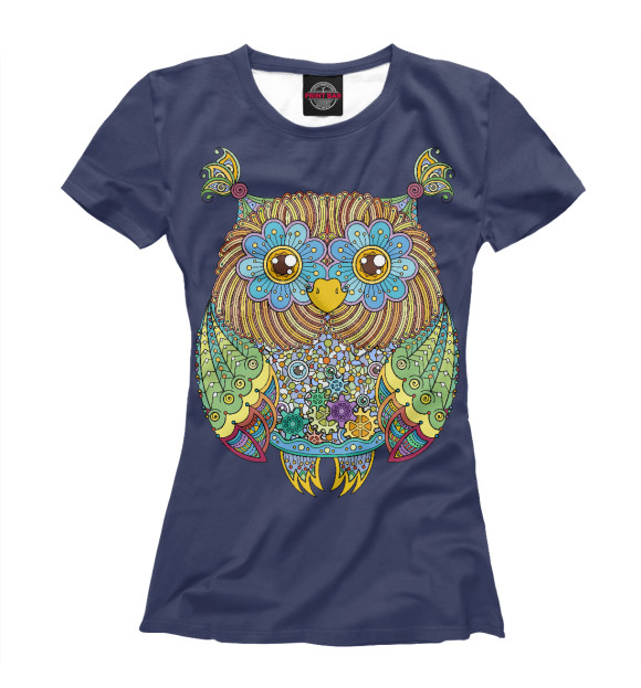 Футболка для девочек с изображением Friendly Zentangle Owl цвета Белый