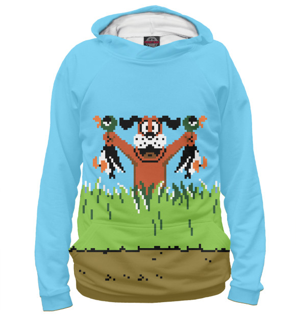 Женское худи с изображением Duck Hunt (NES) Dog цвета Белый