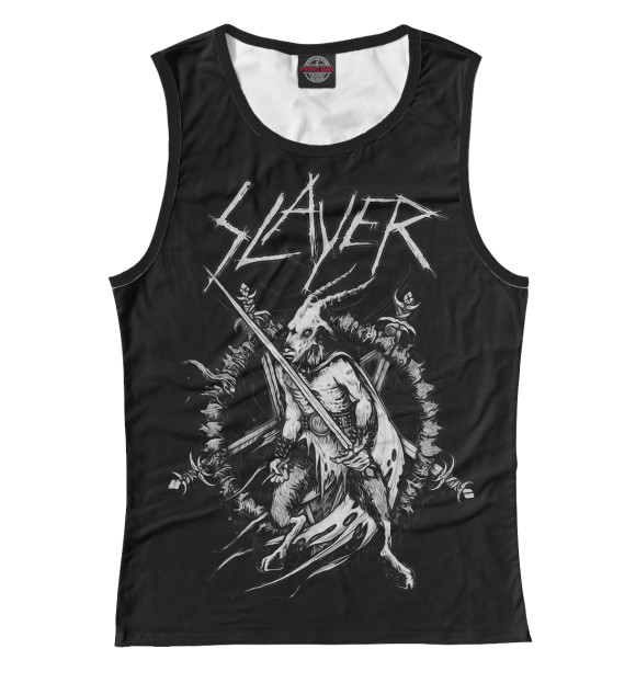 Майка для девочки с изображением Slayer goat white цвета Белый