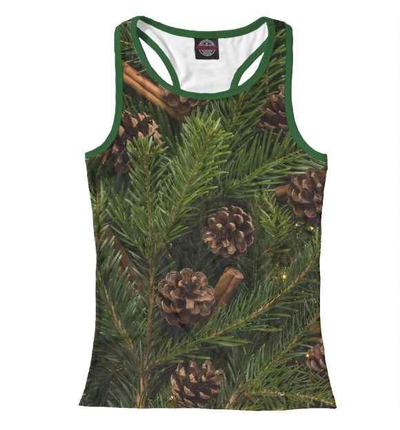 Женская майка-борцовка с изображением Под ёлочку цвета Белый