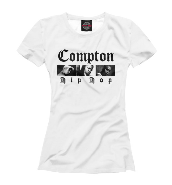 Женская футболка с изображением Compton цвета Белый