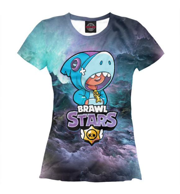 Футболка для девочек с изображением Space Leon Shark цвета Белый