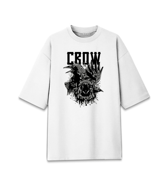 Мужская футболка оверсайз с притом Вороньё цвета Белый Мужская футболка оверсайз с изображением Вороньё цвета Белый