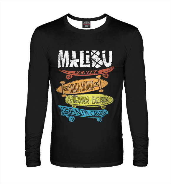 Мужской лонгслив с изображением Skateboard цвета Белый