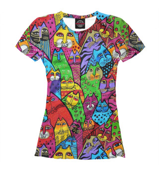 Женская футболка Котики разноцветные