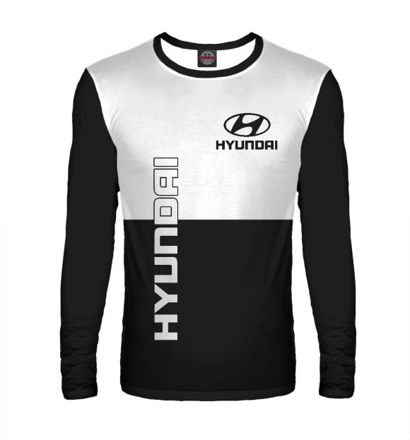 Мужской лонгслив с изображением Hyundai цвета Белый