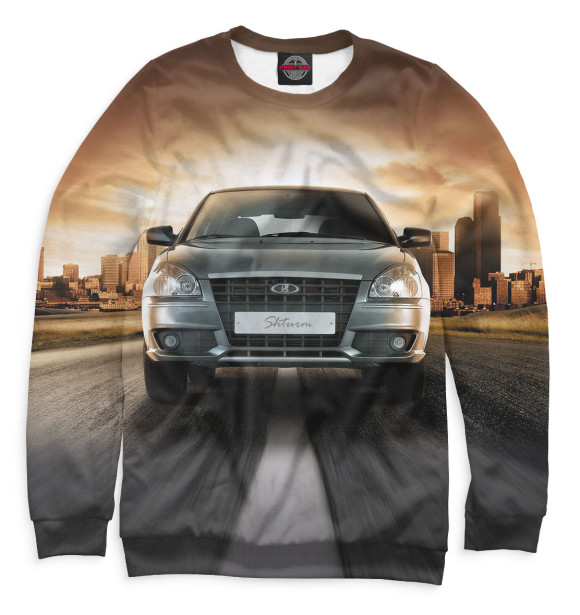 Мужской свитшот с изображением LADA Priora цвета Белый