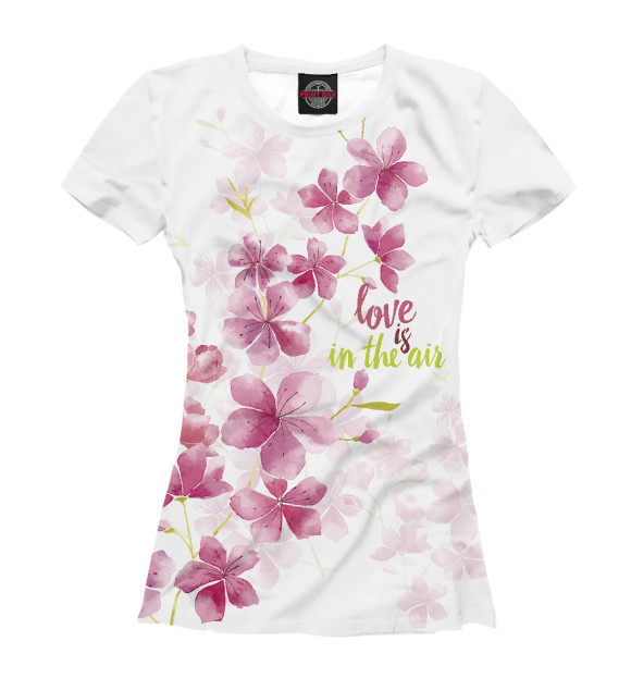 Женская футболка с изображением Love is in the air цвета Белый
