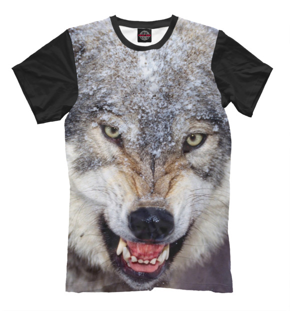 Мужская футболка с изображением Волк цвета Серый
