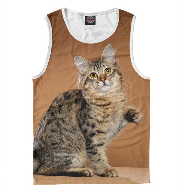 Мужская майка с притом Леопардовый кот цвета Белый Мужская майка с изображением Леопардовый кот цвета Белый