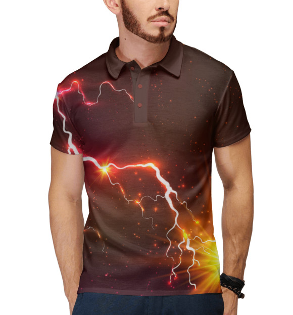 Мужское поло с изображением Рассеивание цвета Белый