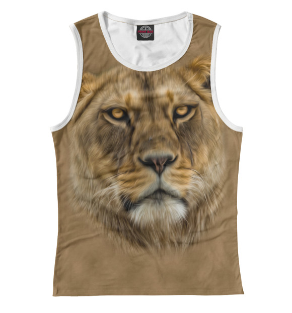Майка для девочки с притом Львица цвета Белый Майка для девочки с изображением Львица цвета Белый