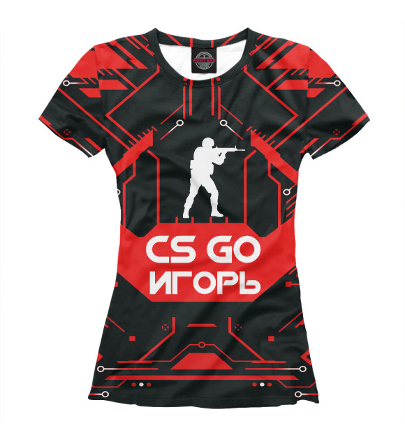Футболка для девочек с изображением Игорь в стиле CS GO цвета Белый