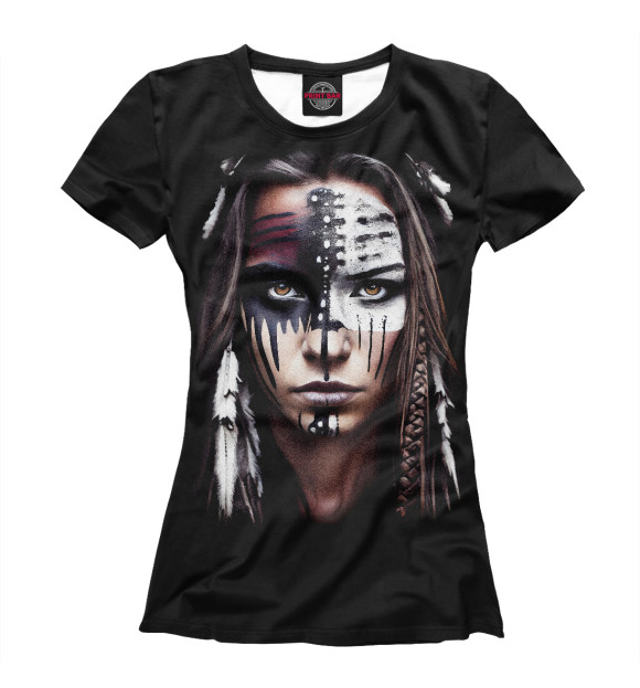 Футболка для девочек с изображением Индианка - боевой окрас цвета Белый