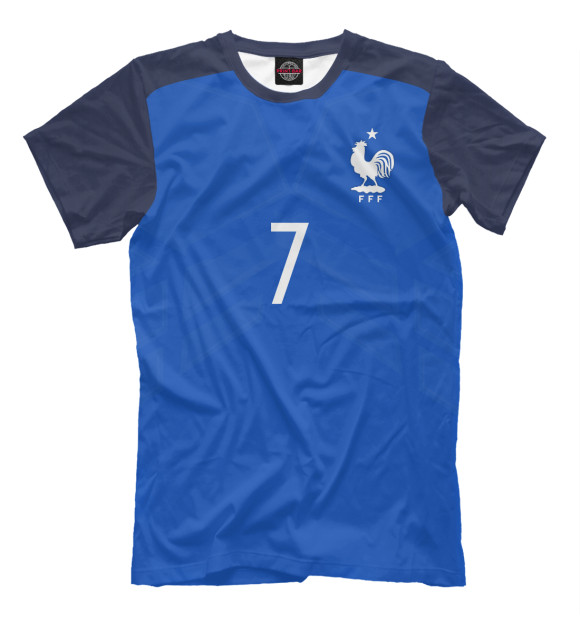 Мужская футболка с изображением Гризманн Форма Сборной Франции цвета Грязно-голубой