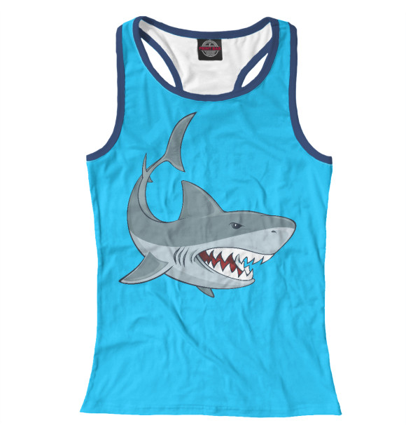 Женская майка-борцовка с изображением Акула цвета Белый