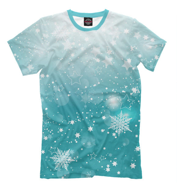 Мужская футболка с изображением Снежинки цвета Грязно-голубой