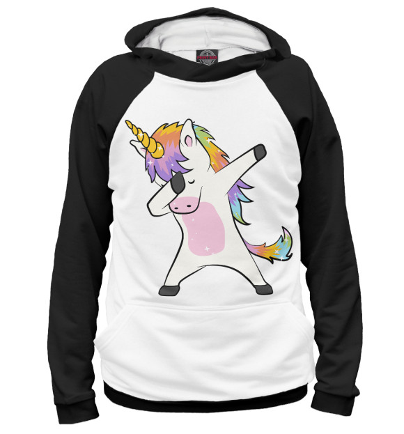 Женское худи с изображением Dabbing Unicorn цвета Белый