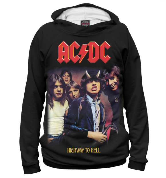 Женское худи с изображением AC/DC цвета Белый