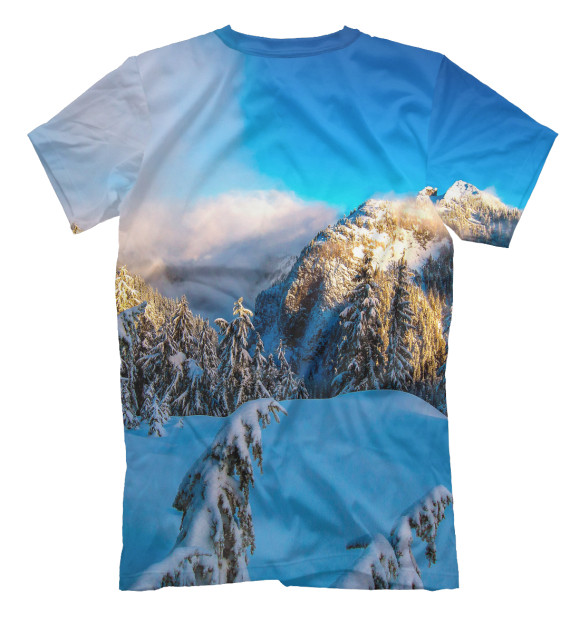 Мужская футболка с изображением Красота гор цвета Белый