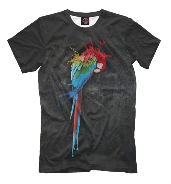 Мужская футболка с изображением Попугай цвета Черный